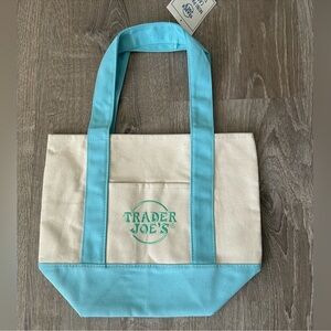 Trader Joe’s mini canvas bag pastel blue NWT‎